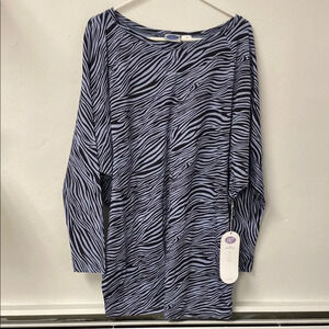 Diane Gilman Black and‎ White Zebra Print Long Sleeve Top Women's Size 1X NWT